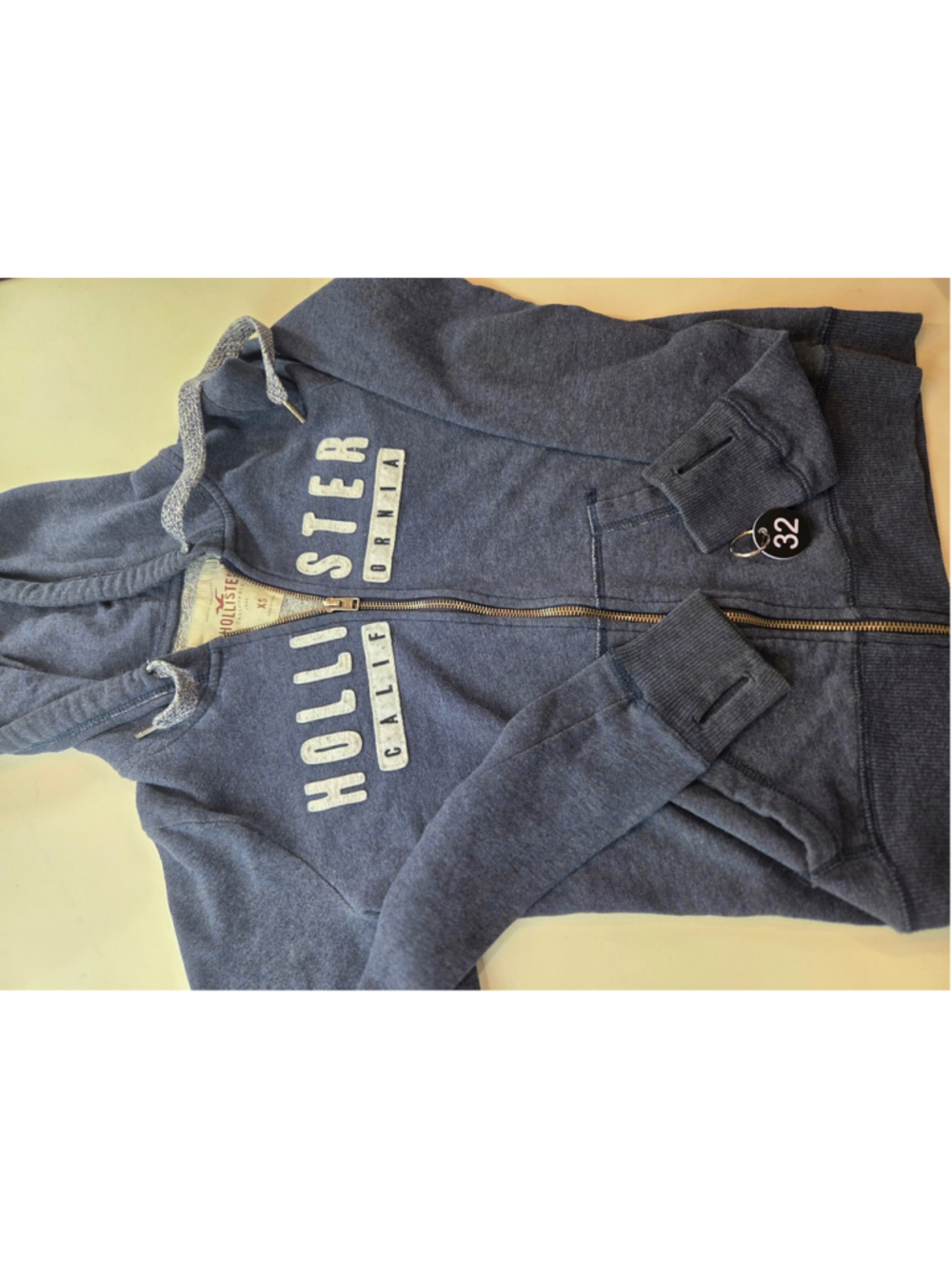 Women's Hollister Zip-Up Hoodie Sweatshirt XS Blue with White #32